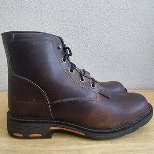 Ariat Work Boots Youth 6 Womens 8 Brown Leather Side Zip Lace Up 4LR 10024998